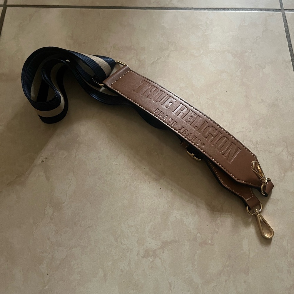 True Religion Brown and Blue Belt Bag Adjustable Strap Only